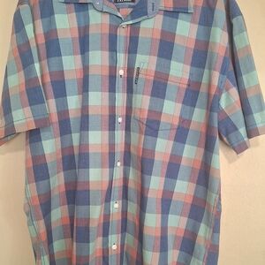Ecko Unlimited Men's Plaid Shirt in Blue Marine Salmon